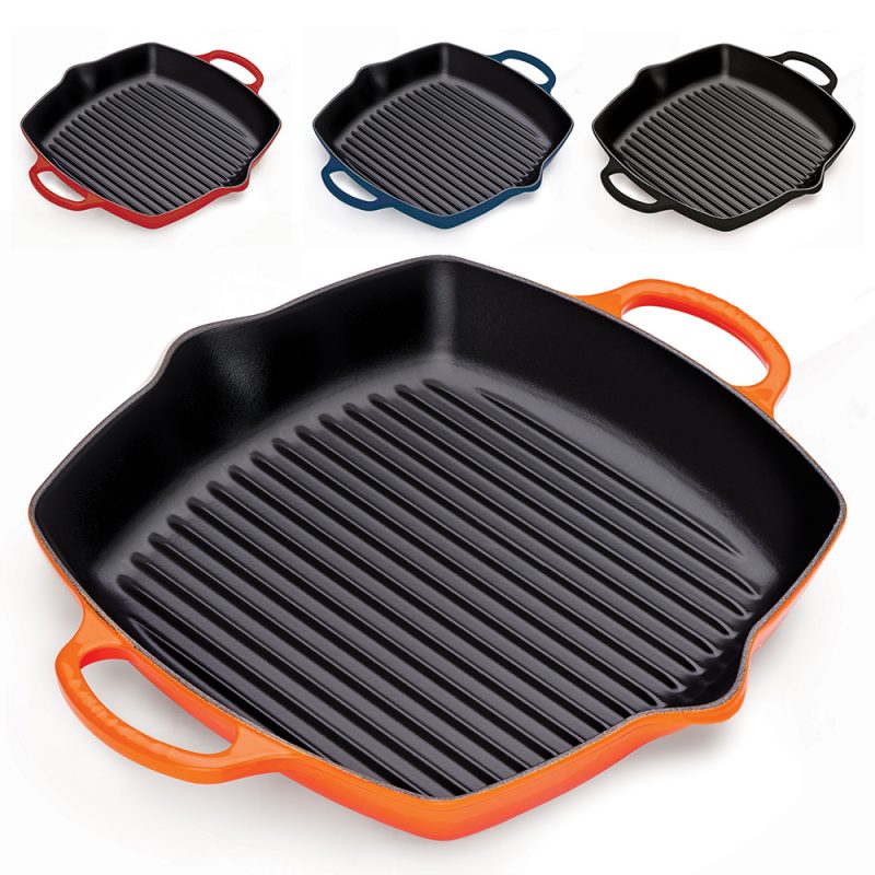 Chảo gang vuông 2 tay cầm LeCreuset Grillpfanne quadratisch,tief 30cm Kirsche (màu đỏ) 1