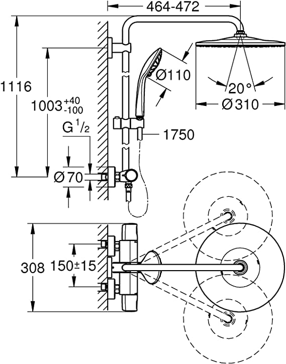 Sen cây Grohe Vitalio Joy System 310mm 26400001 3