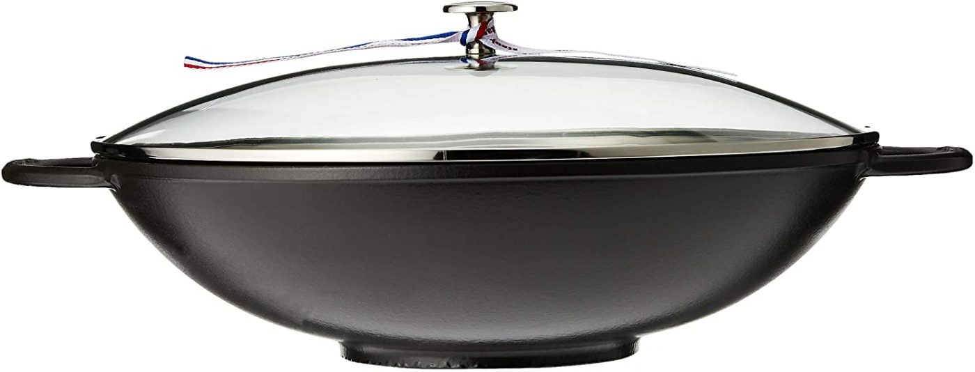 Chảo xào Staub 30cm kèm vung và giá ráo dầu 1