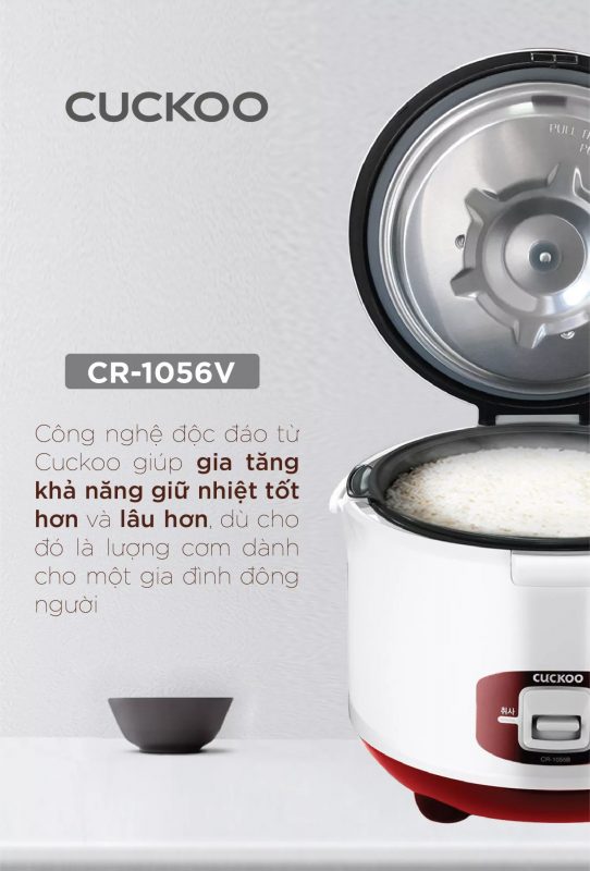 Nồi cơm điện CUCKOO CR-1056V/WHRDVN MÀU TRẮNG ĐỎ DUNG TÍCH 1.8L 1