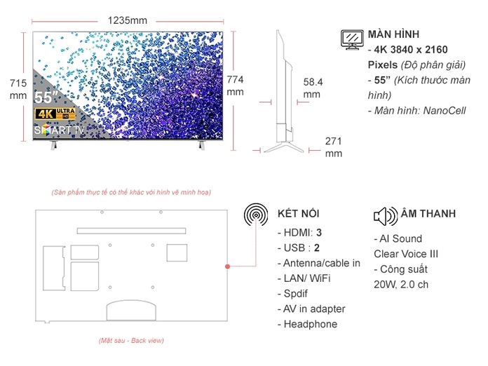 Smart Tivi NanoCell LG 55NANO77TPA HDR ThinQ AI 55 inch 3