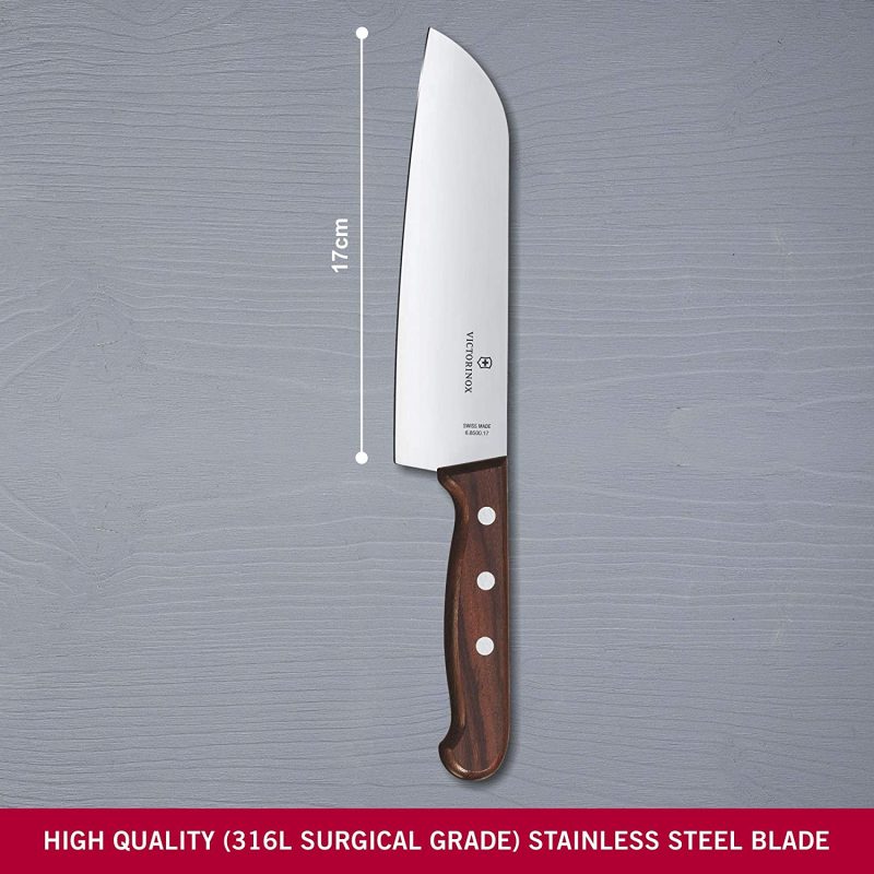 Dao làm bếp Santoku cạnh thẳng Victorinox 6.8500.17G cán gỗ Hồng Mộc 17 cm (Gilf box)  1