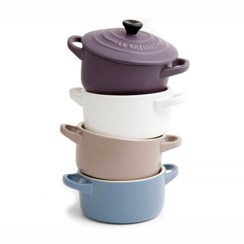 Bộ nồi LeCreuset 4 màu Mini-Cocotte/ Bräter-Set, 4-teilig, Rund, Je 200 ml, 10 x 5 cm, Steinzeug, Blau/Ro sa/Weiß/Violett 3