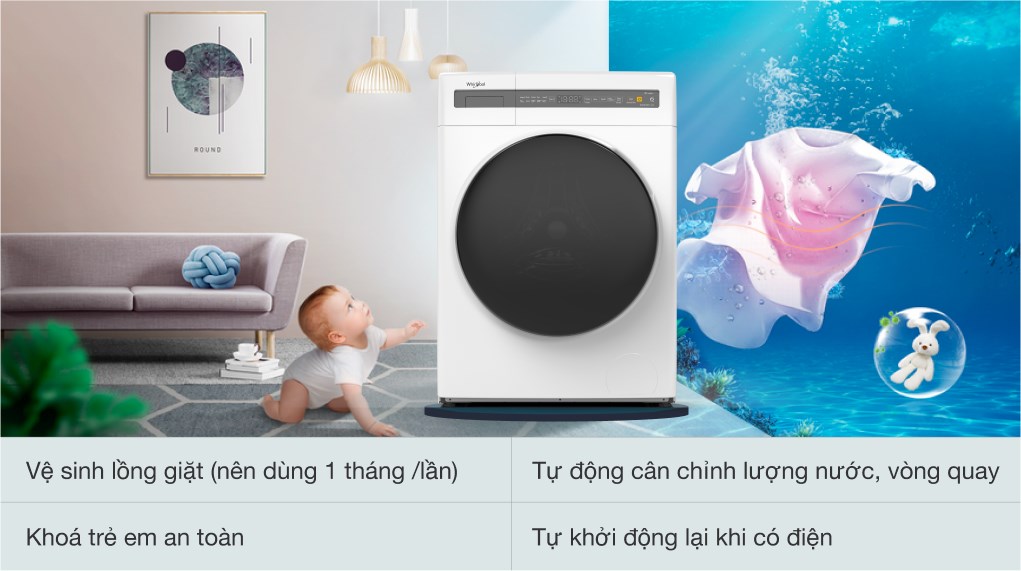 Máy giặt lồng ngang Whirlpool FWEB8002FW SANICARE 8KG TRẮNG 1